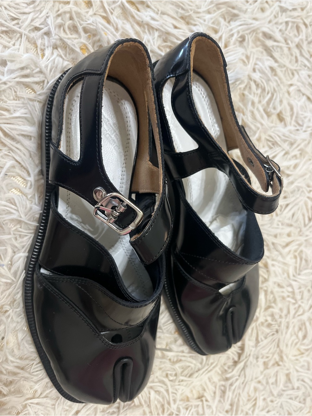 Maison Martin Margiela Black Patent Tabi Mary-Jane Kids Shoes